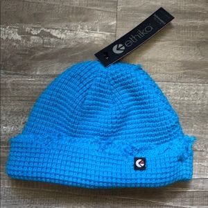 Ethika raw edge blue beanie